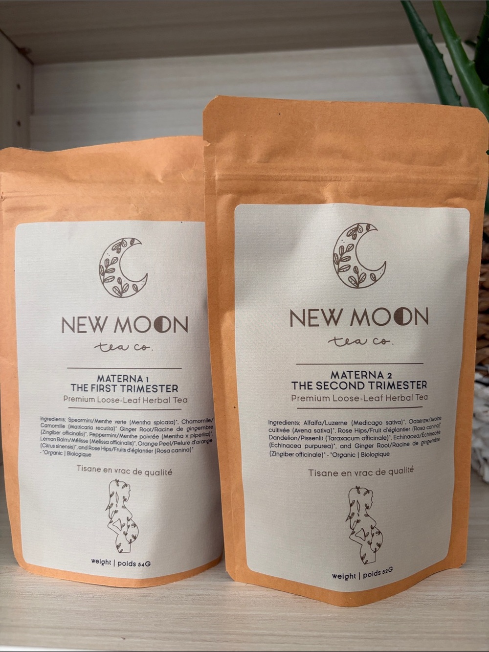 New Moon Tea Co. Materna 1 & 2 Premium Loose-Leaf Herbal Tea - Tan